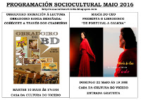 A programación cultural de O Vicedo para o mes de maio inclúe un taller de banda deseñada o día 10 e a presentación do libro disco de María do Ceo "De Portugal a Galicia" o 22 na Casa da Cultura.