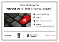 O Concello de Lourenzá organiza unha charla sobre os perigos de internet. Será o 24 de febreiro ás oito e media da tarde. 