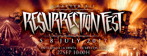 Del 5 al 8 de julio se celebrará en Viveiro el Resurrection Fest 2017. El próximo 27 de septiembre se ponen a la venta los primeros abonos del festival, Resucamp y Pandemonium.