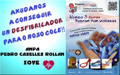 A Anpa do Pedro Caselles Rollán, de Xove, vende pulseras solidarias co obxectivo de recadar fondos para conseguir un desfribilador para o colexio. 