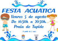 A praia focense de Tupide acollerá este venres, 5 de agosto, unha festa acuática para nen@s a partir de 5 anos. 