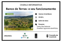 En Lourenzá terá lugar unha charla informativa sobre o funcionamento do banco de terras. Será o venres 13 e correrá a cargo de Carlos Díaz Redondo. 