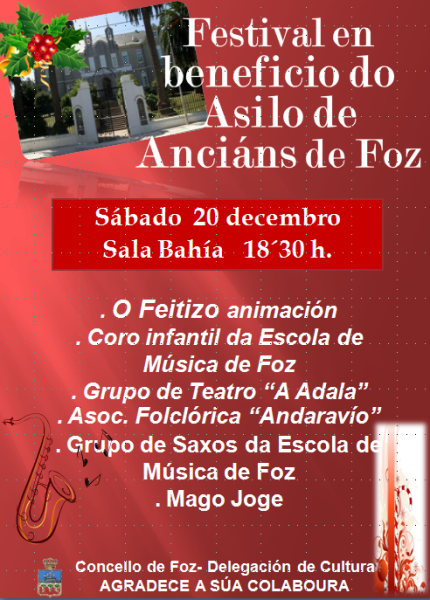 Foz acollerá hoxe xoves a proxección da película Le Week-end, a partir das 20:30 horas no Cenima. O sábado celebrarase ademais un Festival en beneficio do Asilo de Anciáns.