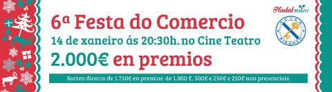 Todo está listo en Ribadeo para la celebración de la Fiesta del Comercio de Acisa, que sorterá el 14 de enero 2.000 euros en premios. Será en el Cine Teatro a las 20:30 horas. 