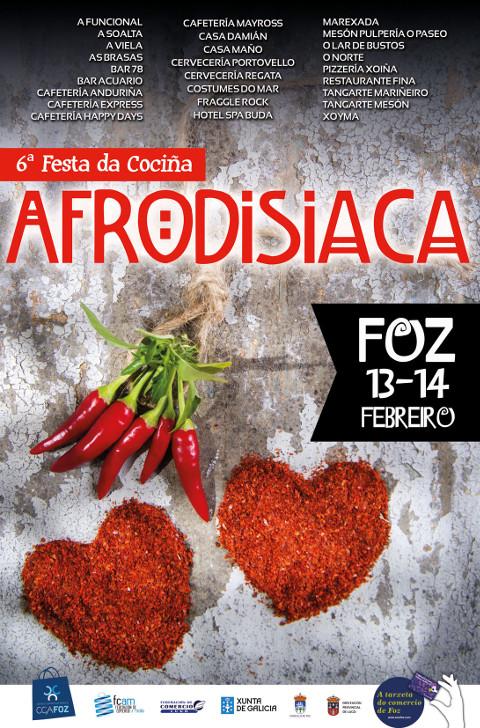 A 6ª Festa da Cociña Afrodisíaca celebrarase en Foz os días 13 e 14 de febreiro, organizada polo Centro Comercial Aberto. 