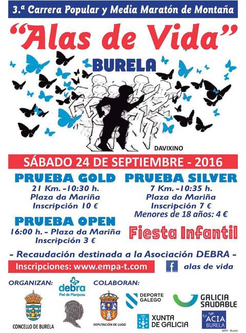 Burela acogerá el 24 de septiembre la celebración de las carreras Alas de Vida. La recaudación se destinará a la asociación Debra. 