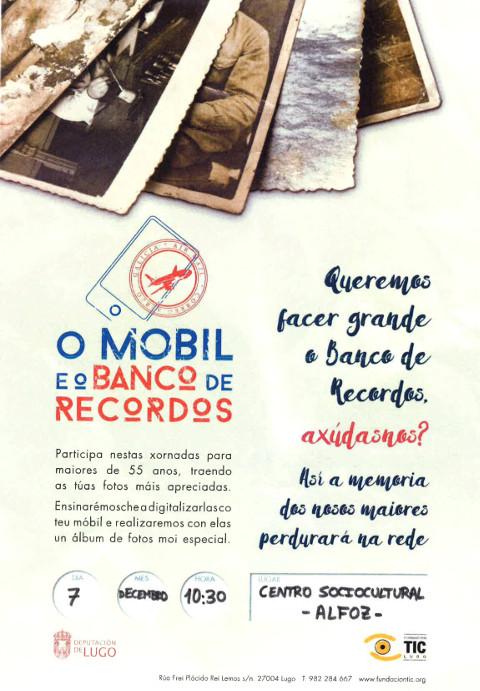 O obradoiro "O móbil e o banco de recordos" chega a Alfoz o 7 de decembro. Está organizado pola Tic da Deputación de Lugo e conta coa colaboración do Concello. 