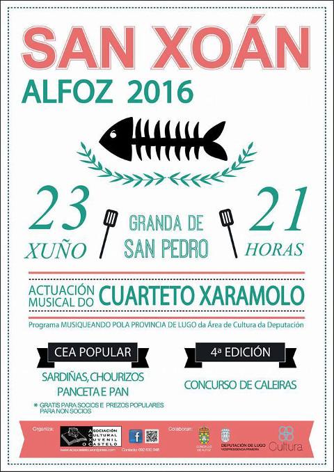 Todo está listo en Alfoz para a celebración do San Xoán 2016. Haberá música, cea popular e Concurso de Caleiras. 