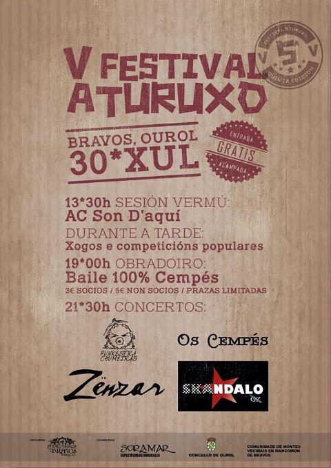 O 30 de xullo celébrase en Bravos (Ourol) o V Festival Aturuxo. Haberá música, competicións populares e obradoiro de baile. 