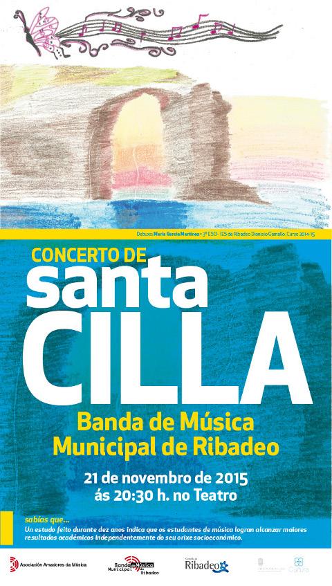 A Banda de Música Municipal de Ribadeo conmemora Santa Cilla cun concerto este sábado, 21 de novembro, no Teatro. 
