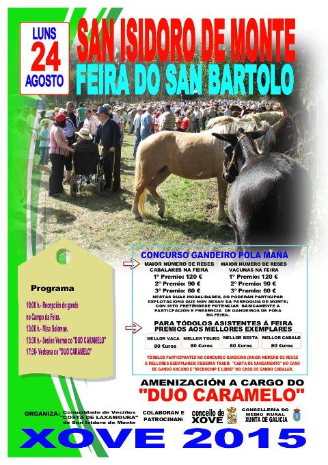 San Isidoro do Monte (Xove) acolle este luns, 24 de agosto, a tradicional feira de gando vacuno e cabalar.