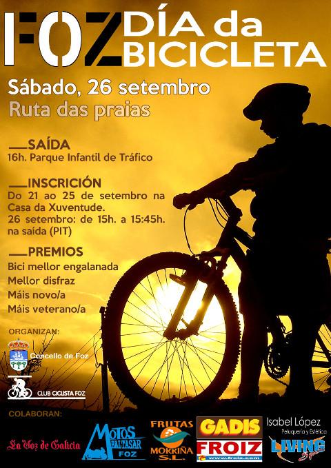 Foz acollerá o día da bicicleta este sábado, 26 de setembro, cun percorrido pola ruta das praias. 