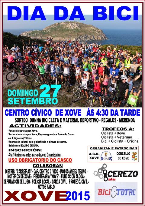 Xove acollerá o Día da Bici o vindeiro domingo, 27 de setembro. Está organizado pola ACD Xove o polo Concello. 