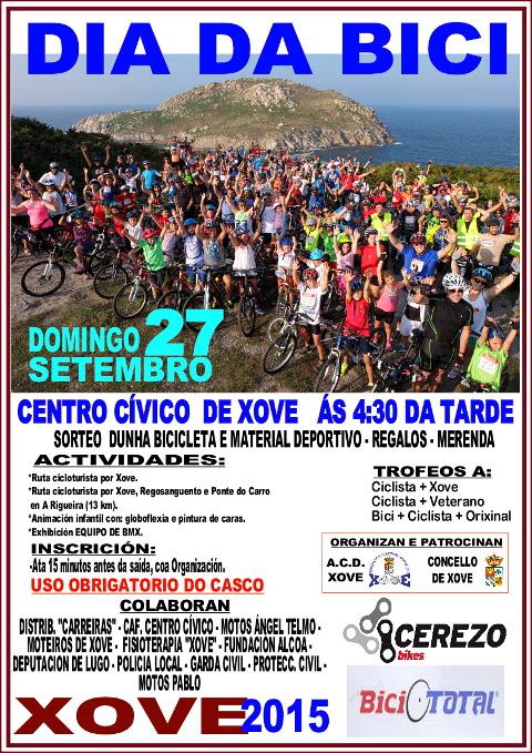 Xove acollerá o Día da Bici o vindeiro domingo, 27 de setembro. Está organizado pola ACD Xove o polo Concello.