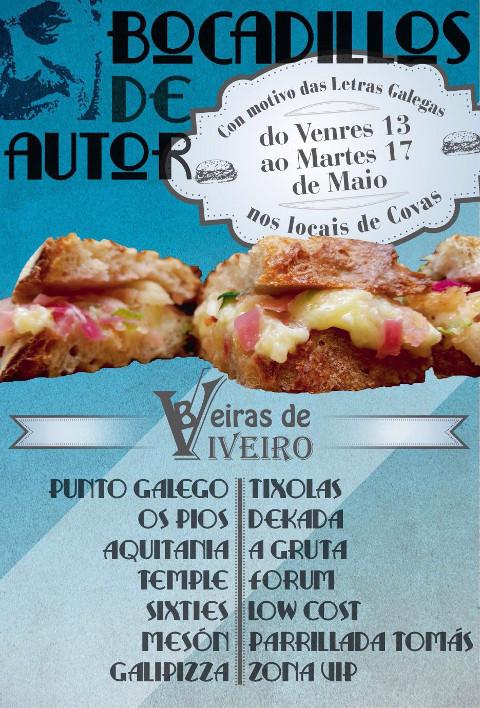 Covas honrará ás Letras Galegas con "bocadillos de autor". Trátase de creacións especiais que se poderán degustar en 14 locais do 13 ao 17 de maio. 