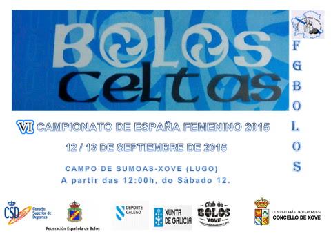 Os días 12 e 13 de setembro disputarase en Xove o Campionato de España Feminino de Bolos Celtas.