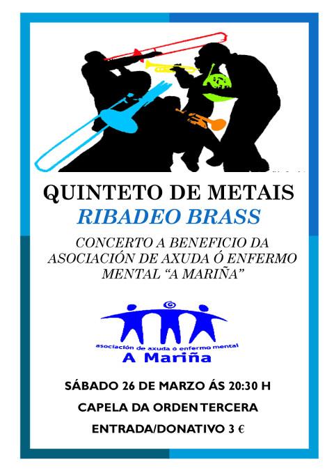 O sábado, 26 de marzo, celebrarase na capela ribadense da Terceira Orden un concerto solidario do quinteto de metais "Ribadeo Brass". 