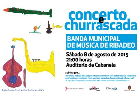 O auditorio ribadense de Cabanela acollerá un concerto e unha churrascada da Banda Municipal de Música de Ribadeo este sábado, 8 de agosto. 