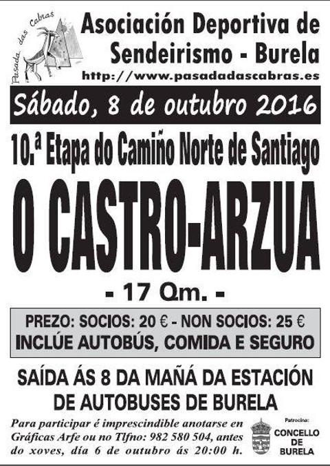 Pasada das Cabras, de Burela, e Terras de Lourenzá realizarán o 8 de outubro a 10ª etapa do Camiño Norte, entre O Castro e Arzúa. 