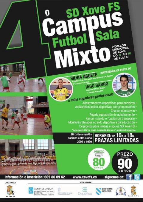 Del 6 al 10 de julio se celebrará en Xove el IV Campus de Fútbol Sala Mixto, que organiza el XoveFS. El evento contará con la participación de los jugadores profesionales Iago Barro y Silvia Aguete. 