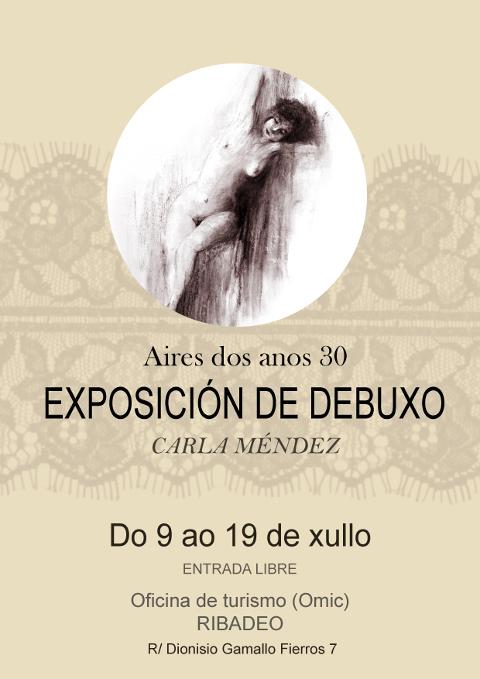 A Oficina de Turismo de Ribadeo acollerá do 9 ao 19 de xullo unha exposición da artista ribadense Carla Méndez. "Aires dos anos 30" é unha mostra de 14 láminas realizadas con técnicas mixtas. 