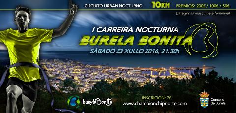 A I Carreira Nocturna Burela Bonita, que se celebrará o 23 de xullo, percorrerá as rúas máis céntricas da vila. 