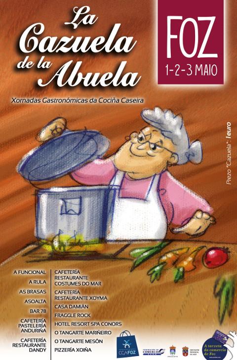 Foz rendirá homenaje a la cocina casera con las jornadas gastronómicas "La cazuela de la abuela", que se celebrarán del 1 al 3 de mayo. Están organizadas por el Centro Comercial Abierto. 