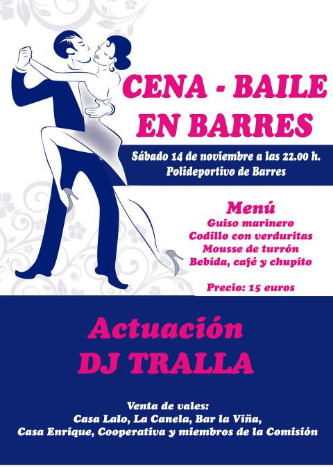 El polideportivo de Barres acoge el 14 de noviembre una cena-baile organizada por la Comisión de Fiestas.