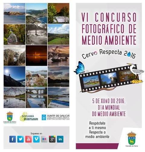 O Concello cervense convoca o concurso fotográfico "Cervo Respecta 2016" con motivo da conmemoración do día mundial do medio ambiente. 