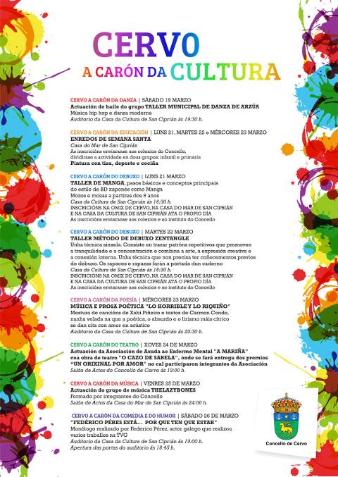 "A carón da cultura" así se denomina o programa de actividades para a Semana Santa deseñado polo Concello de Cervo e destinado a todas as idades. 