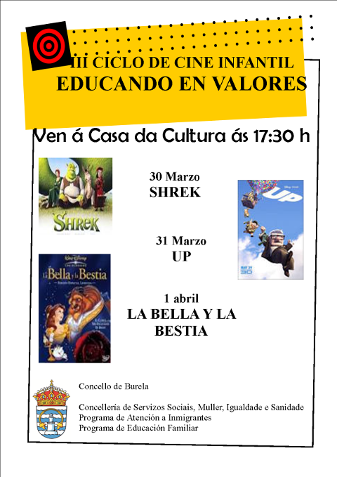 Durante a Semana Santa @s máis pequen@s disfrutarán en Burela do III Ciclo de Cine "Educando en valores".