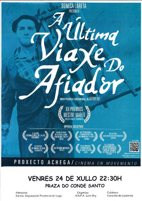 A praza do Conde Santo de Vilanova de Lourenzá acollerá a proxección do documental "A última viaxe do afiador". Será este venres, 24 de xullo.
