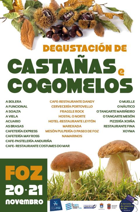 ACIA/CCA de Foz organiza unha degustación de castañas e cogomelos en 25 locais hostaleiros os días 20 e 21 de novembro.