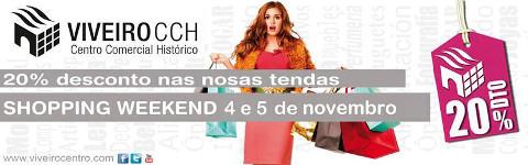 Shopping Weekend, organizado por el Centro Comercial Histórico de Viveiro, los días 4 y 5 de noviembre. Participan 5 comercios, que ofrecerán descuentos del 20% en infinidad de artículos. 