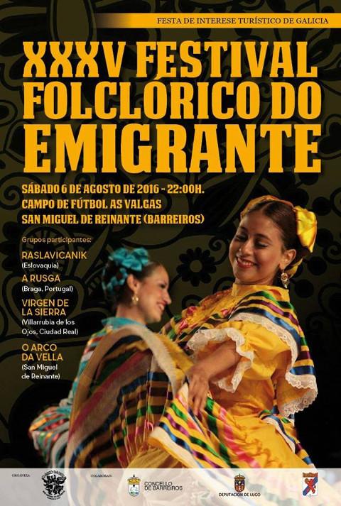 Grupos de Eslovaquia, Portugal e Ciudad Real participarán no XXXV Festival Folclórico do Emigrante, que se celebra o 6 de agosto en San Miguel de Reinante. 
