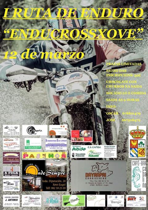 O 12 de marzo celébrase a I Ruta de Enduro "EnducrossXove". As prazas son limitadas. 