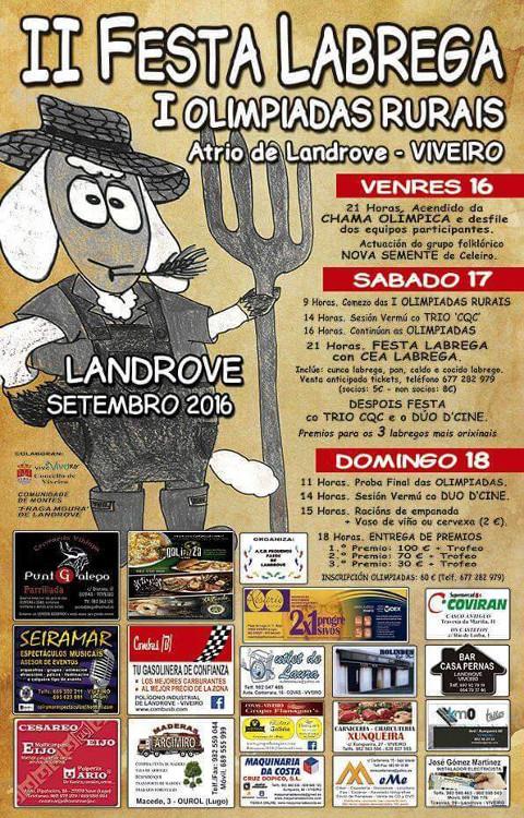 Do 16 ao 18 de setembro terán lugar en Landrove (Viveiro) as I Olimpíadas Rurais e a II Festa Labrega. 