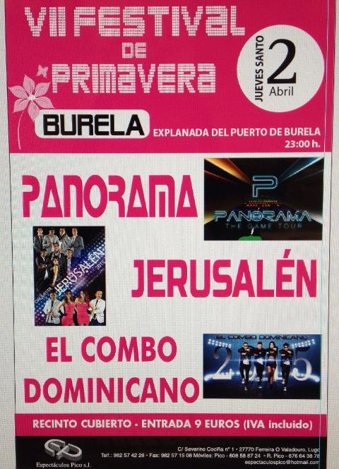 El 2 de abril (Jueves Santo) tendrá lugar en Burela el VII Festival de Primavera. 