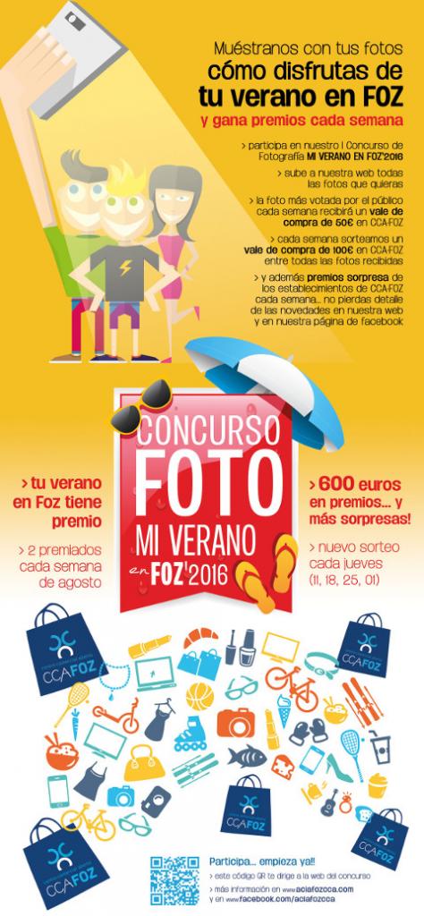 En agosto tendrá lugar el I Concurso de Fotografía "Mi Verano en Foz´16", que organiza el Centro Comercial Aberto. En total se repartirán 600 euros en premios y habrá regalos sorpresa cada semana. 