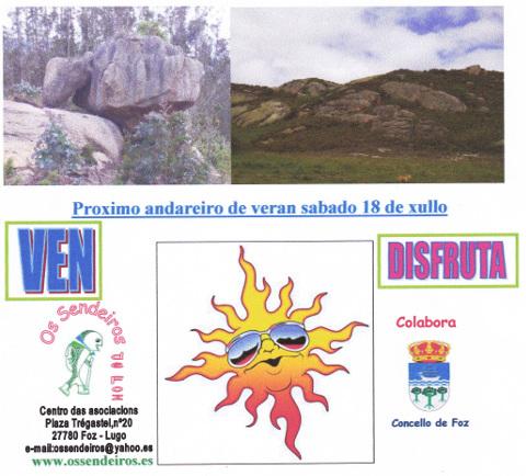 O vindeiro sábado, 11 de xullo, Os Sendeiros de Foz realizarán a ruta comprendida entre O Carme e Frouxeira.