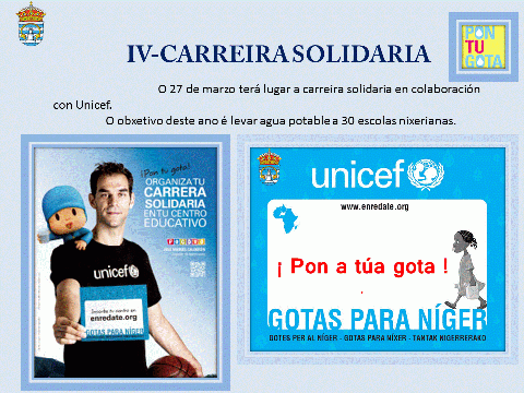 Burela acollerá o 27 de marzo a IV Carreira Solidaria "Pon a túa gota. Gotas para Níxer". Organizan Gaia e o Concello coa colaboración de Unicef. 