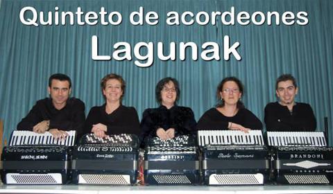 O Quintento de Acordeóns Lagunak, de Vitoria-Gasteiz, actuará o sábado, 21 de marzo, no Cine Teatro de Ribadeo. 