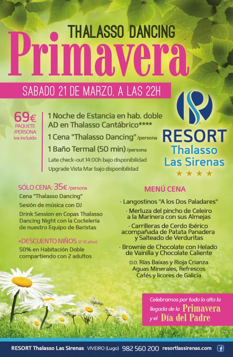 El Resort Las Sirenas, de Viveiro, celebra el próximo 21 de marzo la llegada de la primavera con cena, dancing y ofertas especiales.