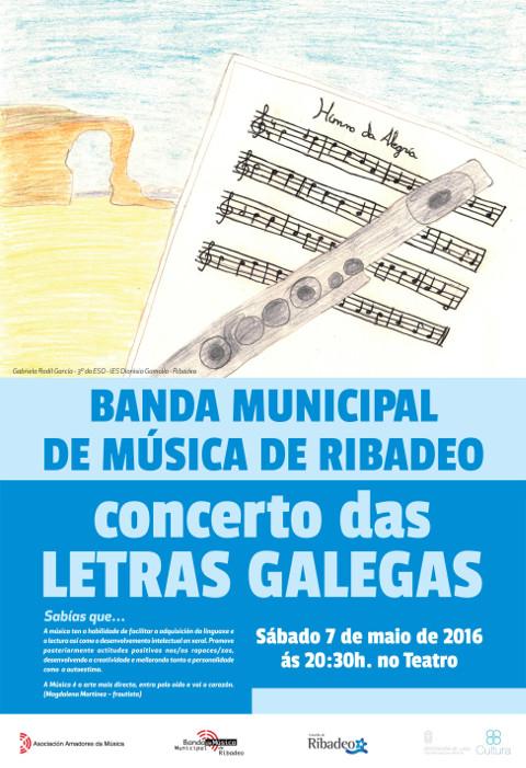 A Banda Municipal de Música de Ribadeo ofrecerá o seu tradicional concerto das Letras Galegas o 7 de maio no Teatro ribadense.