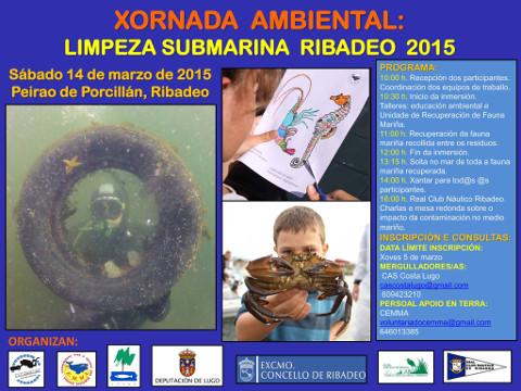 O vindeiro sábado, 14 de marzo, no peirao de Ribadeo terá lugar unha xornada ambiental de limpeza submarina. Haberá inmersións, charlas e mesa redonda sobre o impacto da contaminación no medio mariño. 