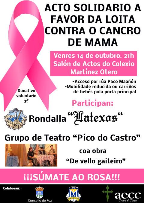 A Delegación Local de Foz da AECC organiza unha concentración para sumarse ao rosa o 19 de outubro. E o 14 deste mes haberá un acto solidario a favor da loita contra o cancro de mama. 