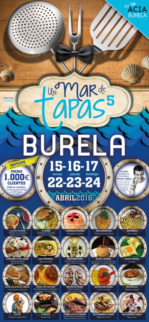 Acia Burela organiza as xornadas e o concurso gastronómico "Un mar de tapas" os días 15, 16, 17, 22, 23 e 24 de abril. 