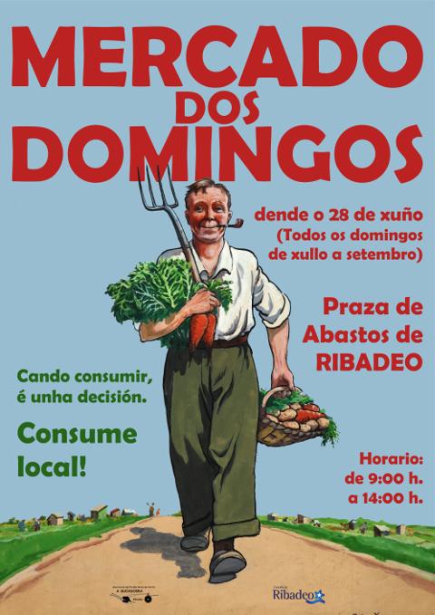 O 28 de xuño arrinca unha nova edición do "Mercado dos Domingos" en Ribadeo. En 12 postos atoparemos produtos da horta local e artesáns. 