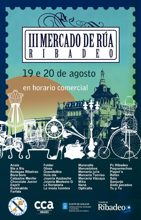 O III Mercado de Rúa terá lugar en Ribadeo os días 19 e 20 de agosto. Está organizado por Acisa e participan 34 locais comerciais. 