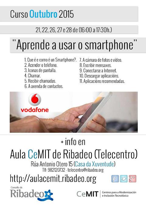 A Aula CeMIT de Ribadeo organiza un curso sobre o uso do smartphone para persoas maiores. Será do 21 ao 28 de outubro.